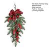 Christmas Teardrop Swag Wreath Artificial Pine Branch Teardrop Swag with Pine Cone Red Berry And Plaid Bow for Winter Front Door Wall Staircase