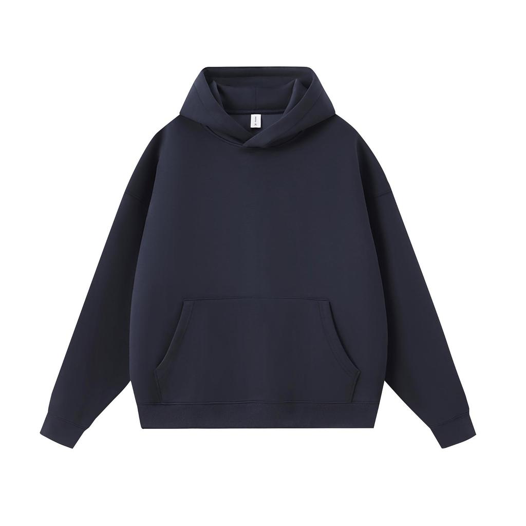 400g Heavyweight Five-Thread Liquid Cotton Solid Color Pullover Hoodie with Loose Drop Shoulders