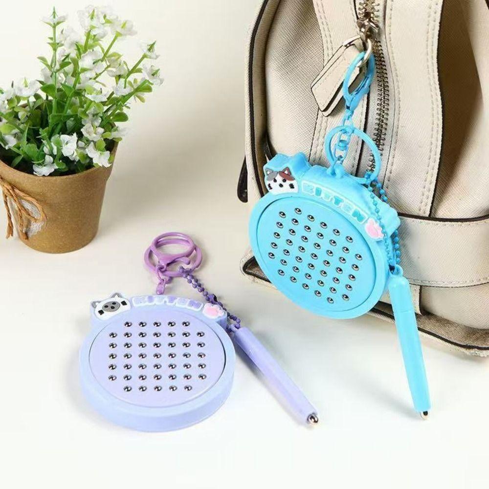 DIY Magnetic Drawing Board Keyring Kitten Cartoon Cat Pendant Mini Funny Keychain  Party Toy