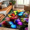 Golden Diamond Velvet Dot Plush Vibrant Butterfly Design Area Mat Soft Colorful Floral Print Living Room Bedroom Study Game Room