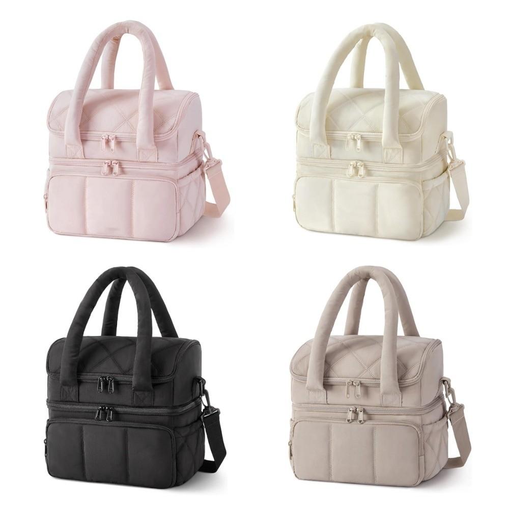 Portable Tumbler Compartment Lunch Bag Thickened Double Layer Picnic Bag Heat Preservation Large Capacity Cooler Bag Daily Use