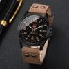Модные мужские кварцевые часы с арабским циферблатом, повседневные часы со кожаным ремешком, мужские спортивные часы с календарем
