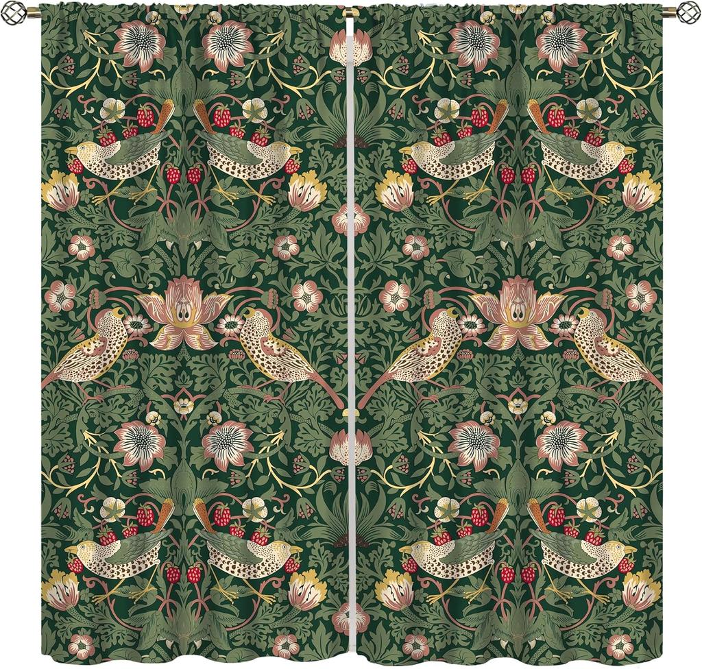 Винтажные Шторы Ycness William Morris с Цветочным Узором В Стиле Акварельных Цветов Для Окон Комнаты Шторы для Спальни Гостиной Штора Полиэстер Идеально Для