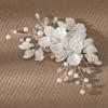 Crystal Pearl Flower Bridal Headwear Handmade Wedding Hairpin Bride Headdress  Hair Jewelry