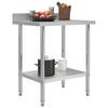 Kitchen Work Table with Backsplash 80 X 60 X 93 Cm Stainless Steel