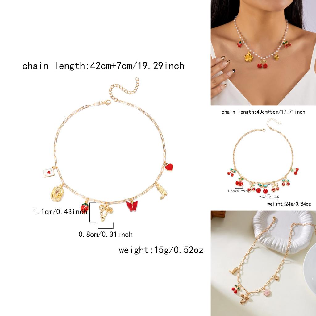 Womens Short Chain Necklace With Butterfly Bow And Pearls For Casual Beach Outfits