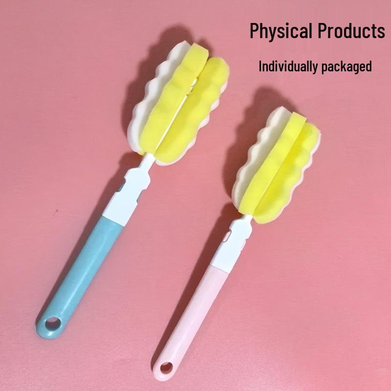 Щетка с длинной ручкой и вращающейся головкой для чистки стаканов, бутылок, чайных чашек и детских бутылочек