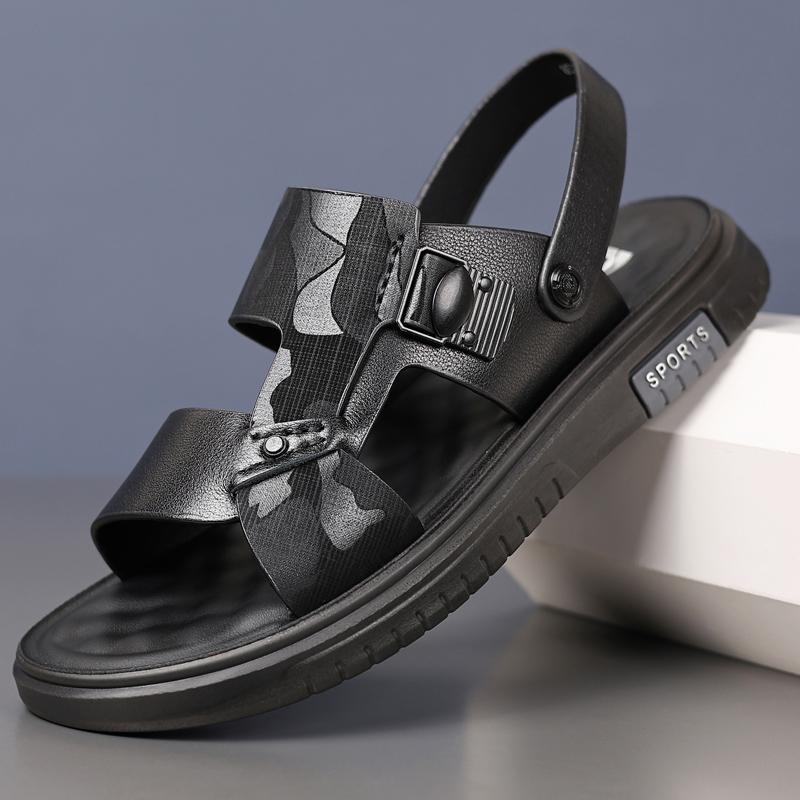 Fashion2024 Genuine Leather Sandals Men Soft Comfortable Summer Sandals Open Shoes Non Slip Outdoor Beach Sandal Fashion Men's Sandal