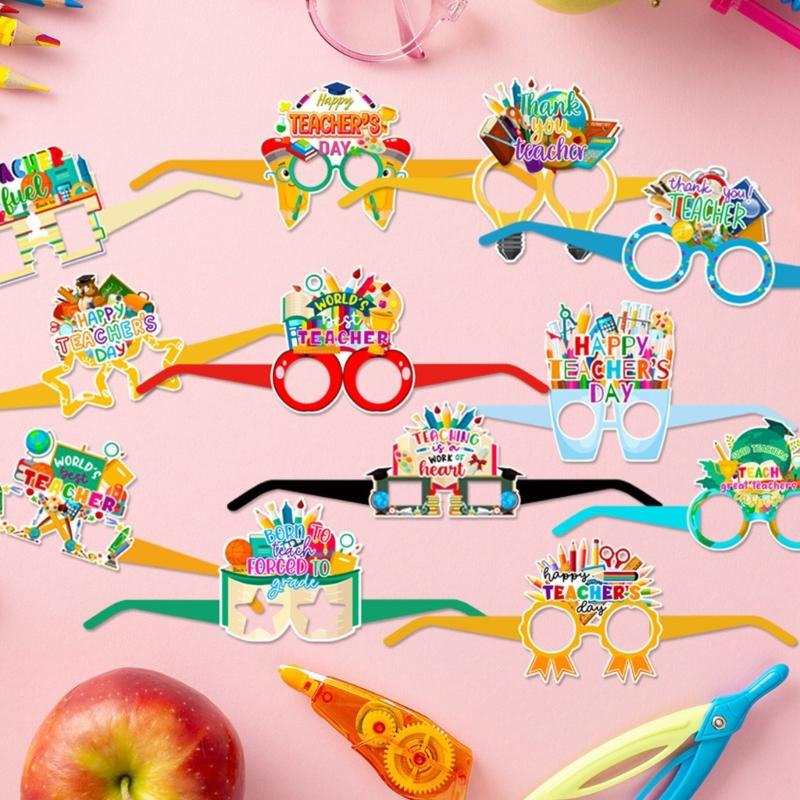 Набор из 12 бумажных очков для выражения признательности учителю, забавные очки для учителя для веселья и фестиваля, украшения для фотобудки