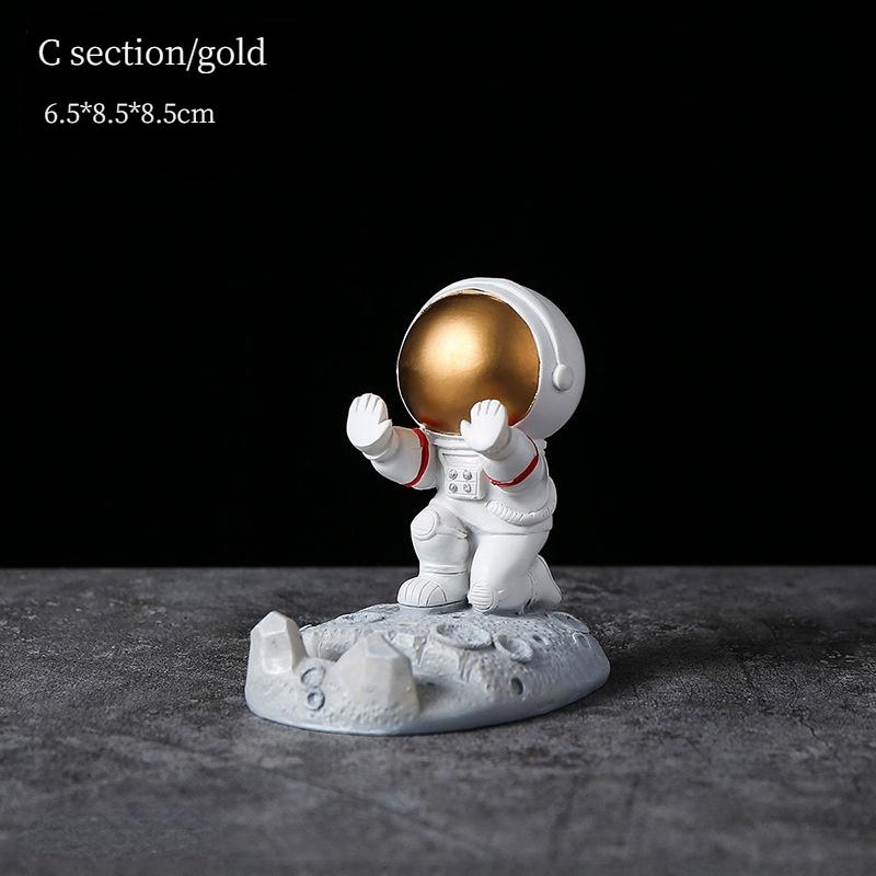 Resin Astronauts Ornaments Universal Cell Mobile Phone Stand Holder Spaceman Bracket Toys Home Office Desk Decor Birthday Party