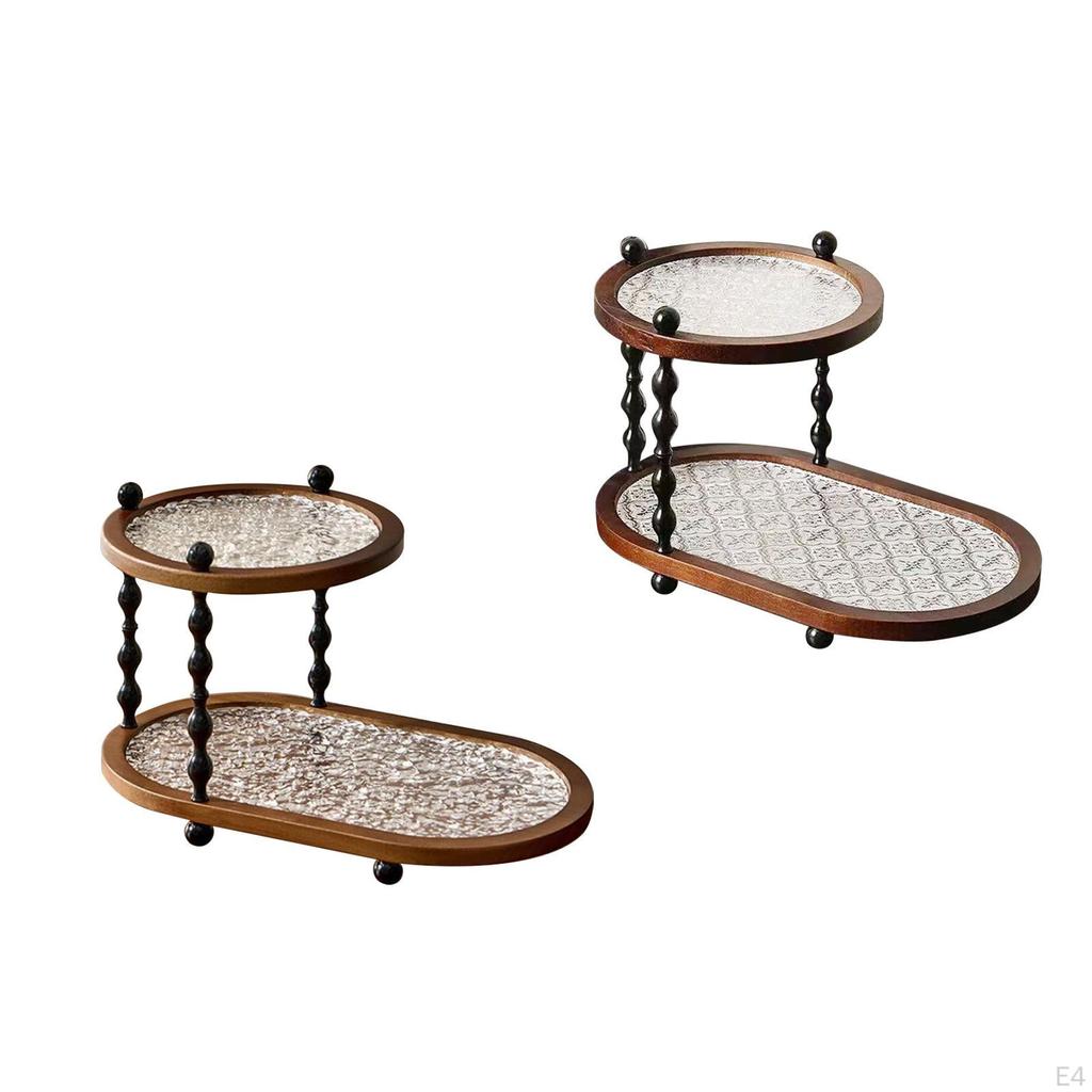 Bathroom Counter Organizer 2 Tier Retro Perfume Skincare Storage Shelf,Makeup for Desktop