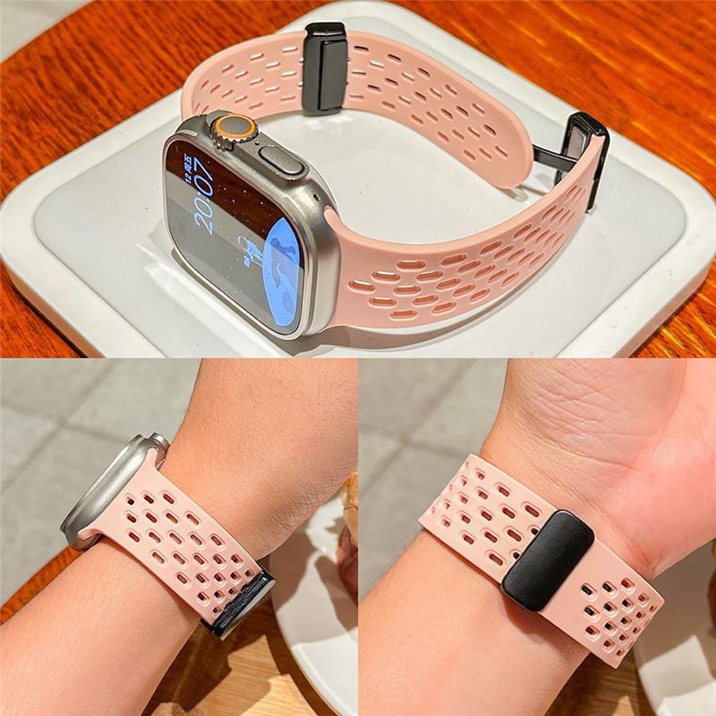 Силиконовый ремешок для часов для Apple Watch Band 49 мм 44 мм 40 мм 45/41 мм 42 мм 38 мм Дышащий ремешок iWatch Series Ultra Браслет Ремешок