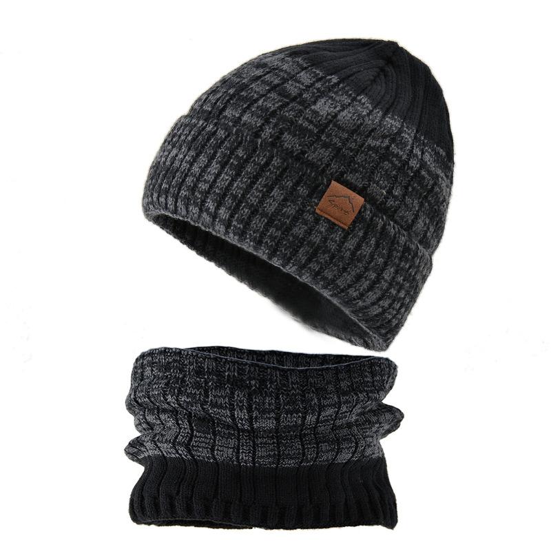 Autumn and Winter Outdoor Beanie Hat Male and Female Couples Unisex Knit Hat with Fleece and Thick Warm Hat