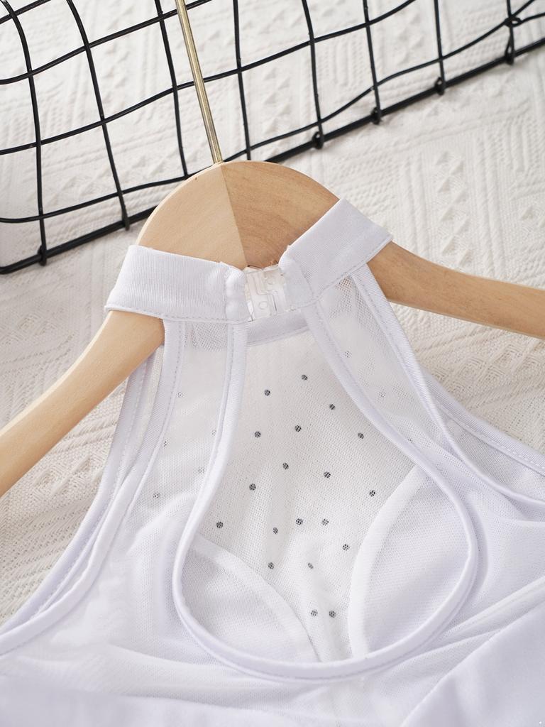 Детское блестящее сетчатое лоскутное трико с блестками для девочек, платье с вырезом на спине, платья без рукавов для фигурного катания, лирическая танцевальная одежда