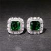 BELLA BOX Элегантные квадратные зеленые серьги-гвоздики с фианитом для женщин, блестящие аксессуары для свадьбы и помолвки, подарок на годовщину, модные украшения