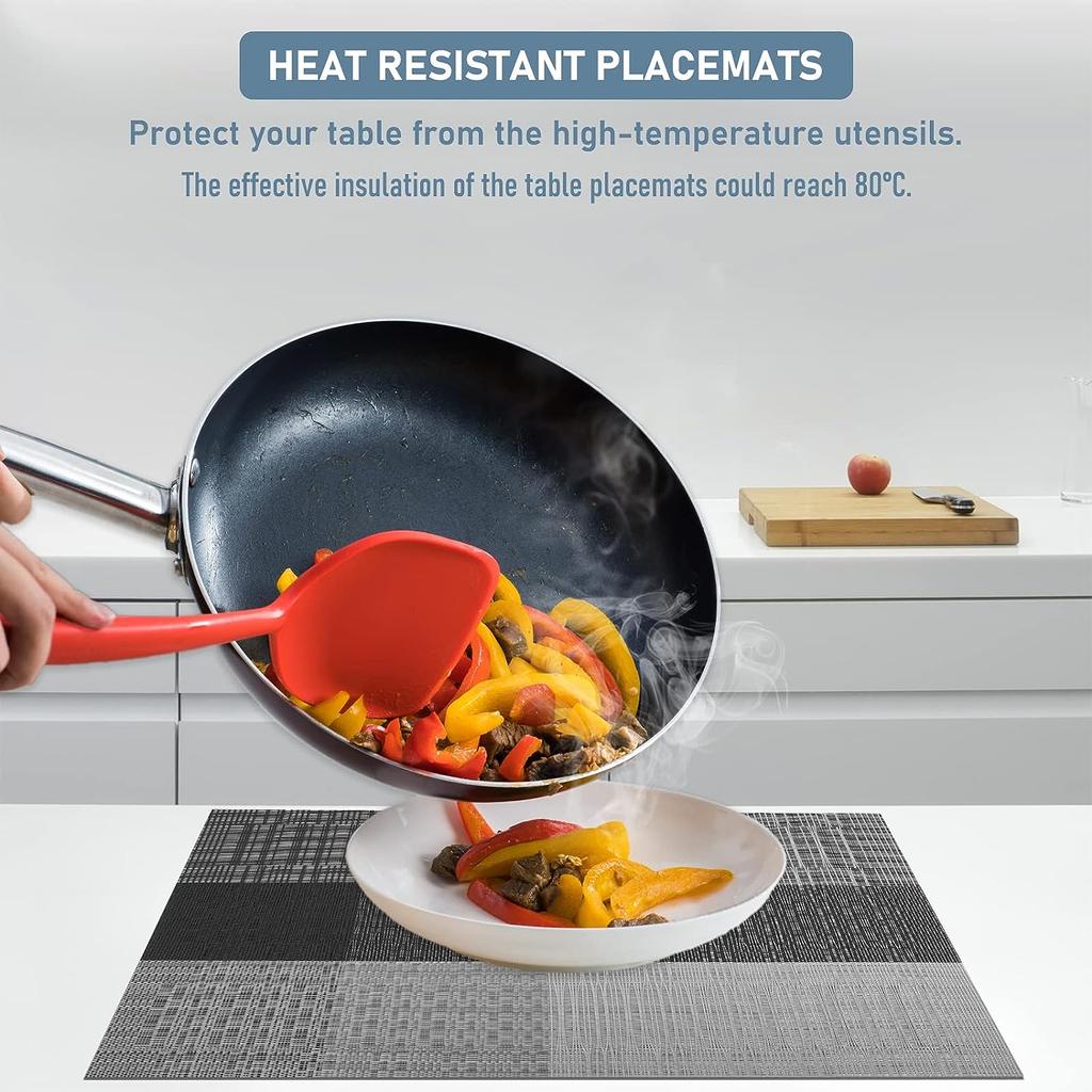 Набор из 6 элегантных салфеток и подставок, набор из плетеных виниловых салфеток, термостойких, нескользящих, моющихся салфеток для обеденного стола