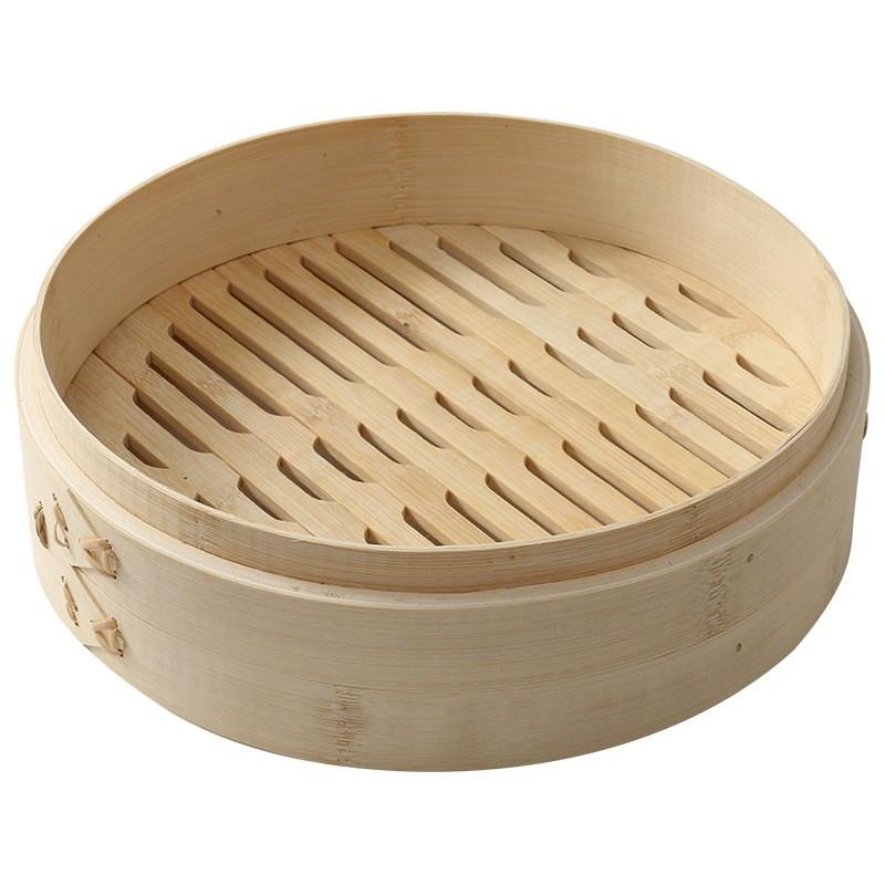 Handwoven Bamboo Steamer Set 3-Tier Stackable Dumplings Buns Steam Cooking Kitchen Tool