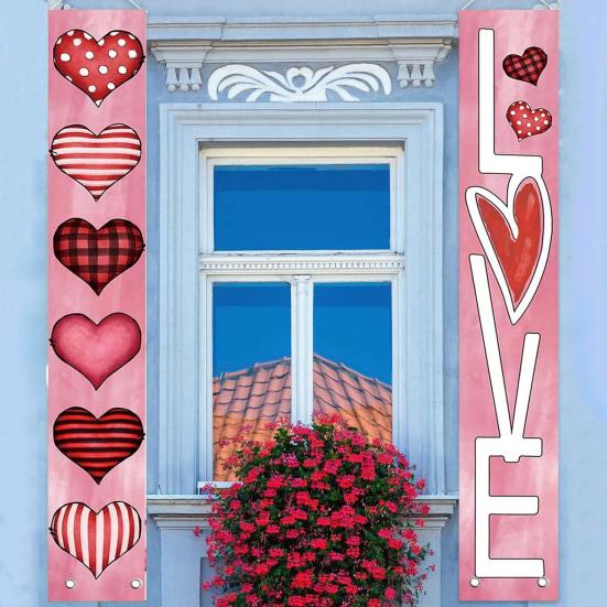 1 пара дверных подвесных украшений на День святого Валентина, вечерние баннеры с ремешком, изысканный узор, легко повесить куплет, дверные занавески, таблички