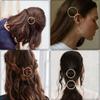 Gold Round Barrettes Silver Geometric Hairpin Fashion Metal Hair Clips  Women