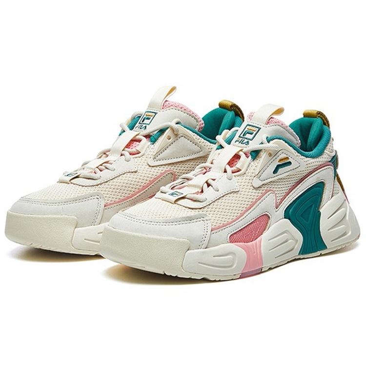 FILA Swarm Swirl Breathable Coverage Low top Vintage Basketball Shoes Women's Beige Pink F12W021213FAF