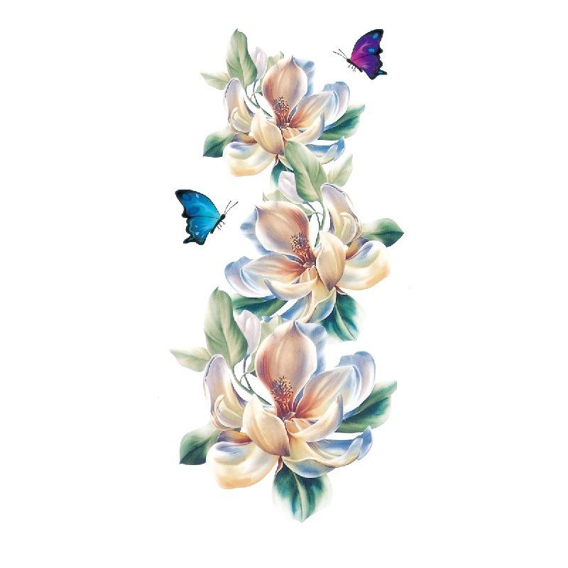 Наклейка с изображением цветка голубой розы, большой узор в виде цветка сливы, водонепроницаемая наклейка с изображением цветка на руке, образец татуировки