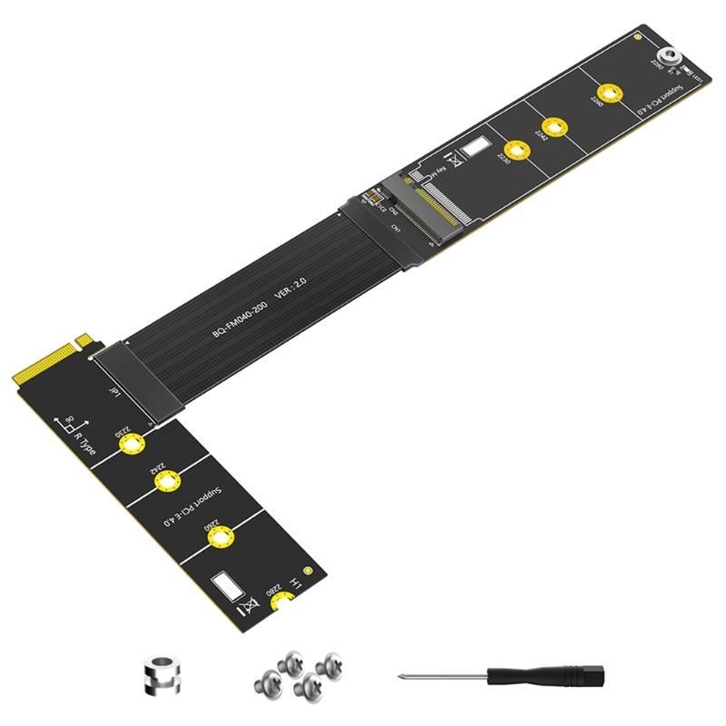 Быстроскоростной удлинитель M.2 SSD 20 см для NVMe SATA SSD с регулируемой ориентацией выходного разъема на материнской плате