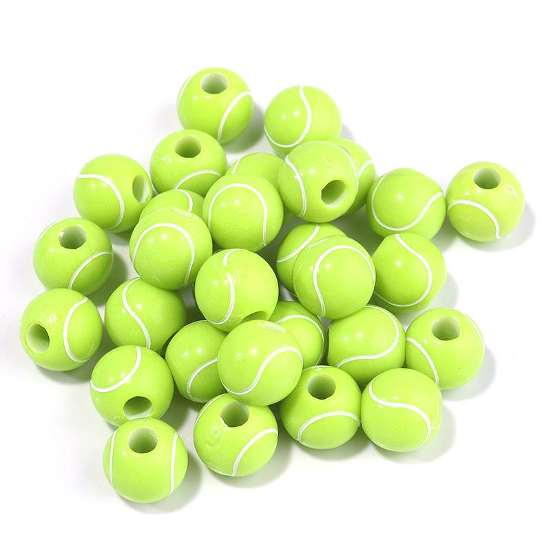 50 Pcs/bag Rugby, Basketball, Volleyball Acrylic Beads for Early Education & Handmade Crafts
