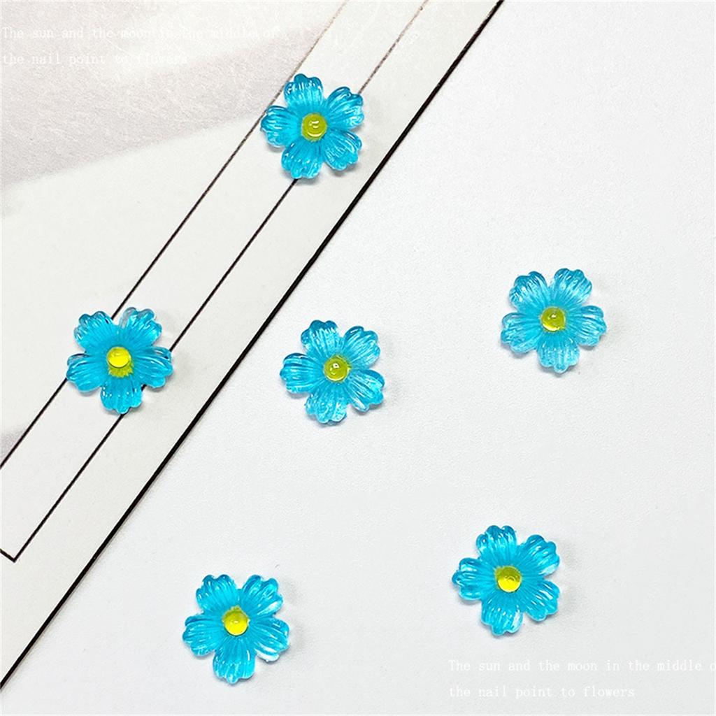 0Pcs 10mm Resin 3D Colorful Flower Flatback Scrapbook Wedding Applique Decor Crafts