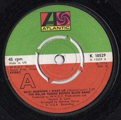 7-дюймовая пластинка MAJOR HARRIS BOOGIE BLUES BAND - Каждое утро я просыпаюсь K10529 Atlantic 1974 UK Соул/Фанк Б/У