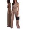 IHUASU Summer Top Pants Fashion Solid Color Irregular Suit Women