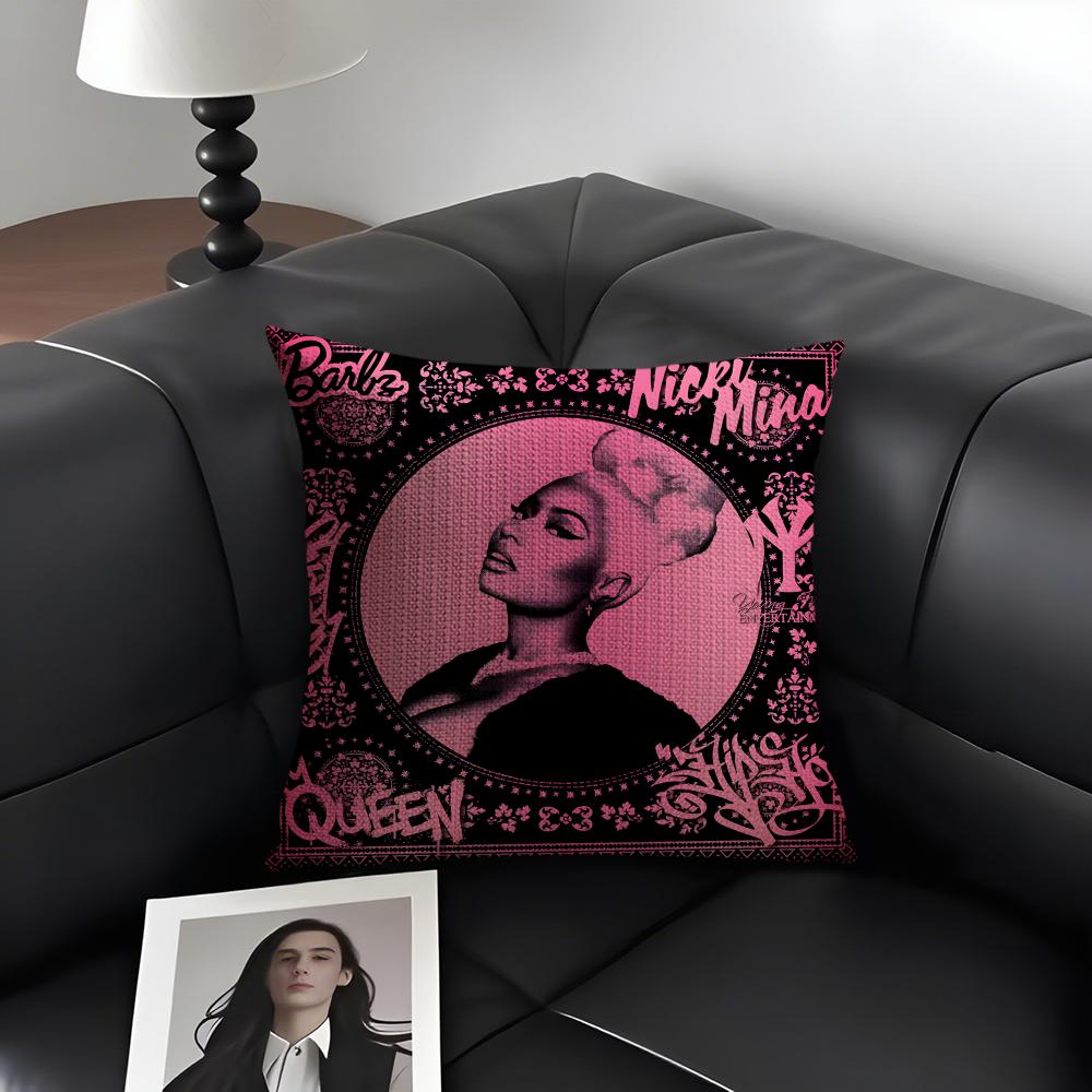 Чехол для подушки N-Nicki Minajj Pink Friday Натуральный Лен Органическая Ткань Двусторонний Принт Диван Домашний Декор Подарок Наволочка