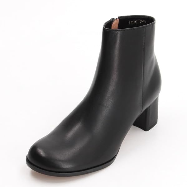 Ru Модные ботинки Косой носок Простые короткие сапоги 2836 Черный [Lanvin Bleu]