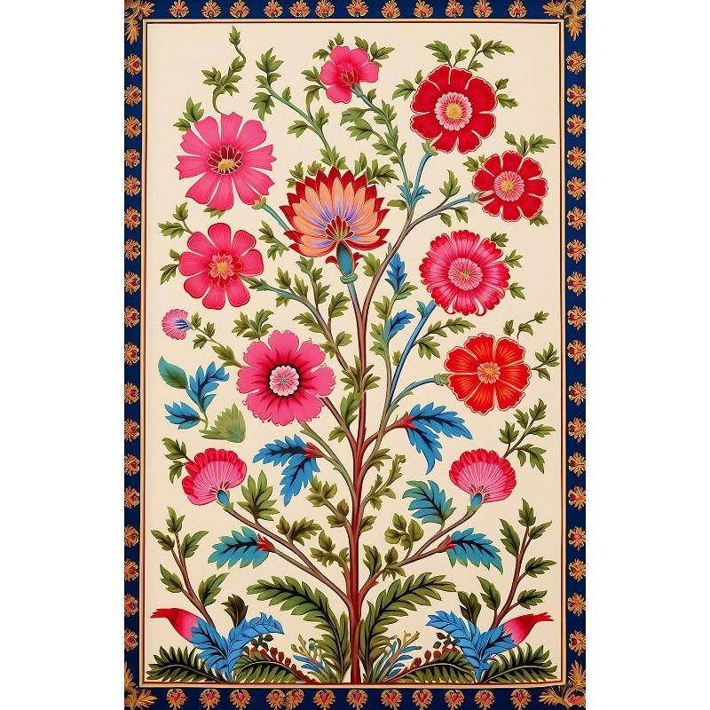 Индийское народное искусство Древо жизни Винтажный лотос Персидский цветочный узор Плакат и печать Картина на холсте Настенные картины Декор для дома