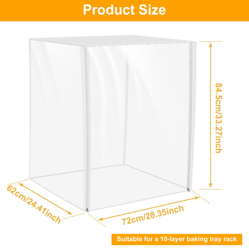 Чехол для противней для выпечки хлеба, прозрачный ПВХ, пылезащитный чехол для стеллажа для хлеба на 10/20 ярусов, с 4-сторонней молнией, для кухни, пекарни