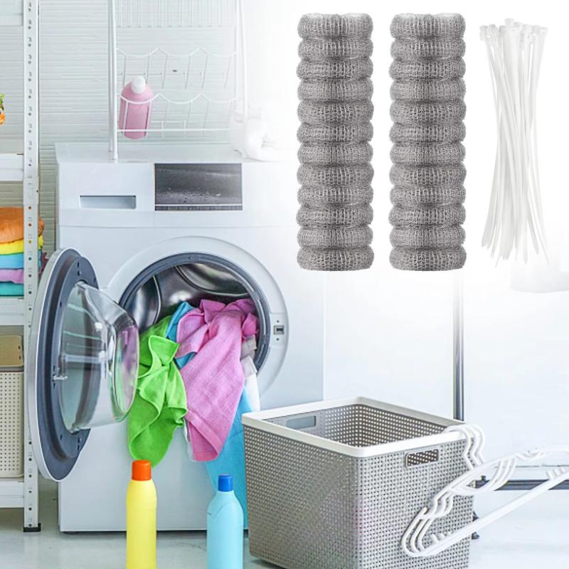 24Pieces Lint Traps Washing Machine Lint Trap Snare Laundry Mesh Washer Hose Filter with 24 Pieces Cable Ties