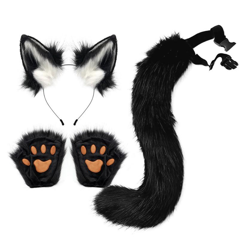 Halloween Costume Set Fox Ears Headband Paw Props Cosplay Party