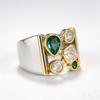 Xiaomi Huitan Fashion Women Two Tone Ring Elegant Wedding Party Inlaid Bright Geometric Cubic Zirconia Accessories Modern Lady Jewelry