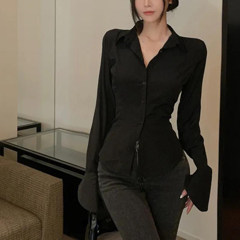 Gidyq модные женские бандажные рубашки корейская универсальная уличная одежда женская тонкая блузка весенняя повседневная белая рубашка с рукавами-колокольчиками новая