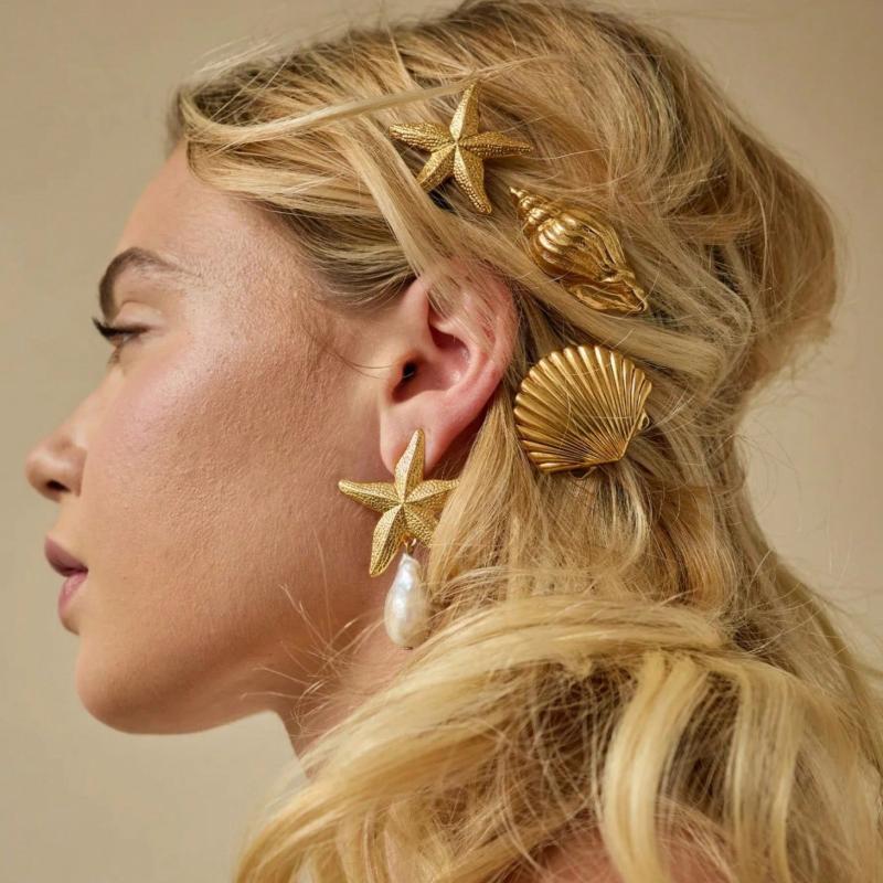 1/3Pcs Fashion Shell Starfish Hair Clips Y2K Vacation Style Hairpins Women Girls Metal Side Bangs Clips Hair Accessories Gifts