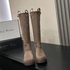 2024 Новые женские сапоги с круглым носком, женские сексуальные туфли на высоком каблуке, высокие сексуальные зимние туфли, низкие, до середины голени, женские ботинки Mujer