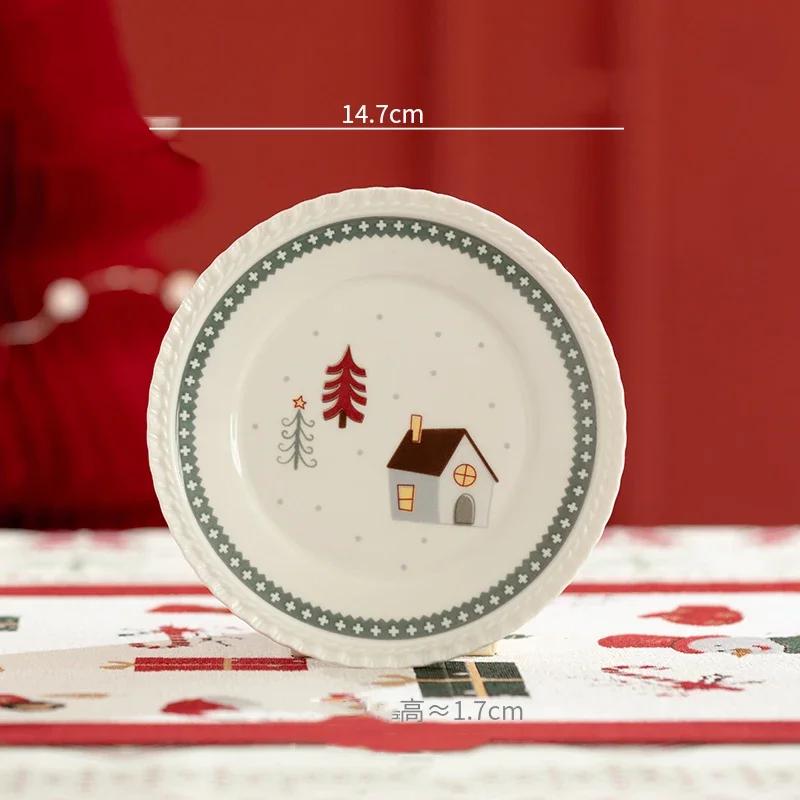 Exquisite Christmas Ceramic Plates Home Fruits Dessert Plate Delicious Dishes Salad Dining Plate Cute Rice Bowls