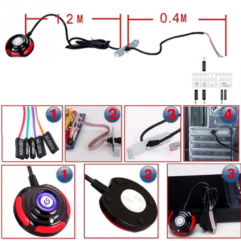 Настольный ПК Корпус компьютера Блок питания вкл./выкл. Сброс жесткого диска Круглый большой кнопочный переключатель с кабелем длиной 1,6 м