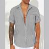Модная мужская рубашка с коротким рукавом, тканая, в полоску, в повседневном стиле