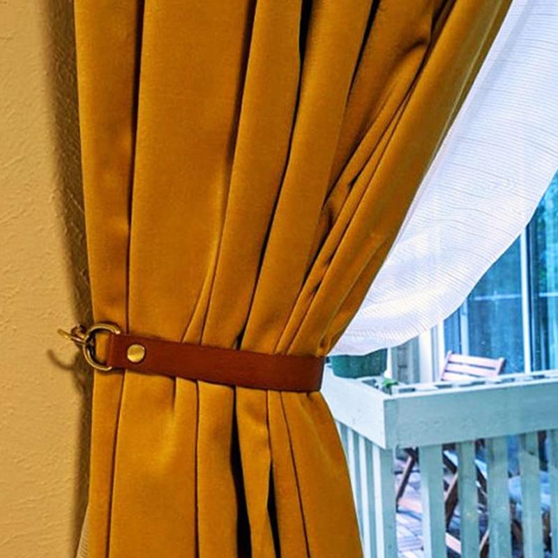 2 Pcs Leather Curtain Tiebacks Leather Curtain Buckle Creativity Curtain Holdbacks European Classic Retro Curtain Ties