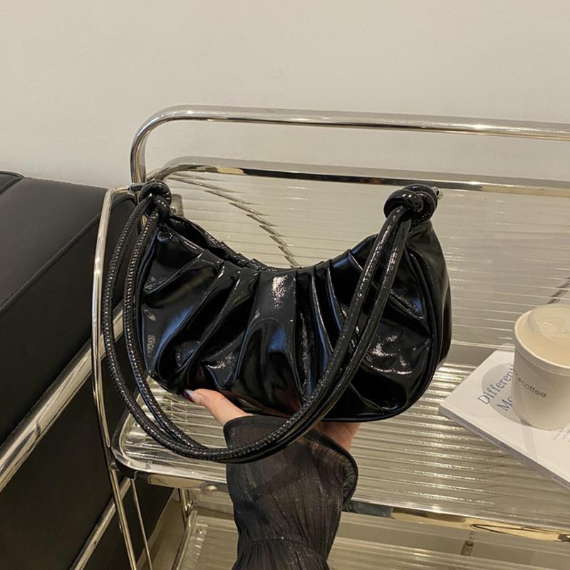 Модная и простая плиссированная однотонная сумка через плечо в виде облака, элегантная летняя женская сумка через плечо из искусственной кожи в форме полумесяца