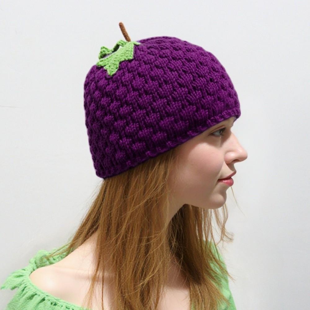 Playful Strawberry Pullover Cap Creative Pineapple Beanie Grape Knitted Fruit Hat Outdoor