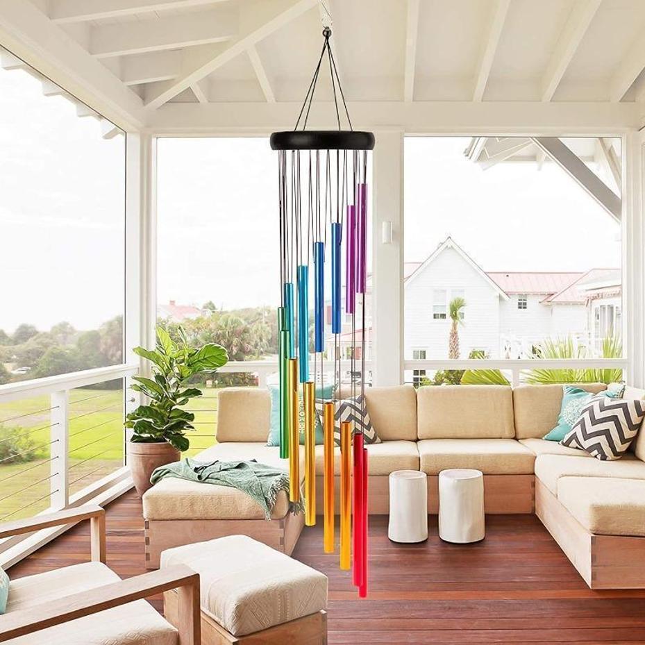 1Pcs New 12 Tubes Aluminum Alloy Wind Chimes With Hook Gold Silver Bells For Outdoor Home Wedding Party Memorial Decoration Gift
