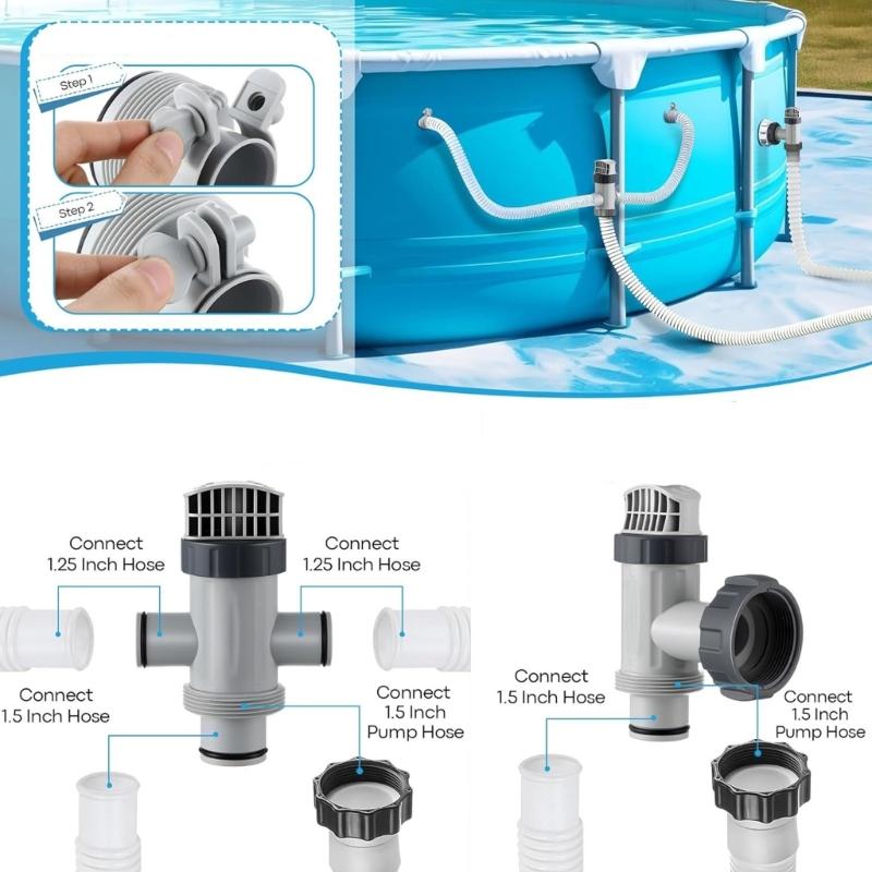 Pool Hose Plunger Valved Kit for Above Ground Swimming Pool Plunger Valved Replacement Parts for Filter Circulation