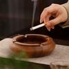 Large South American Walnut Ashtray with Lid - Retro Chinese Style