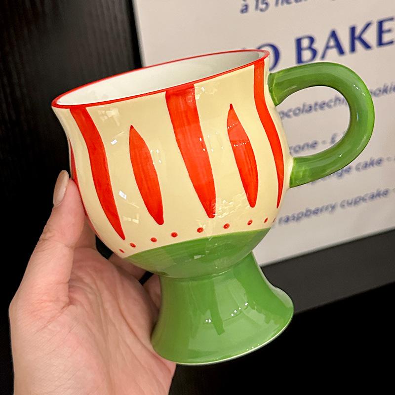 Персонализированные и креативные керамические кружки ручной росписи для домашнего использования, бокалы для красного вина высокого вида, офисные кофейные кружки, сувениры